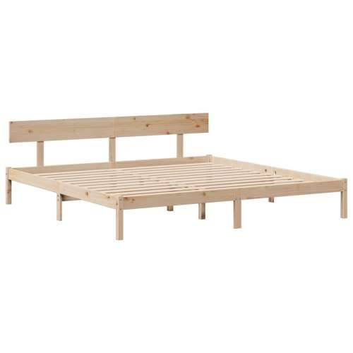 Krevet s regalom za knjige bez madraca 180x200 cm od borovine - Prirodna 180 x 200 cm Cijena