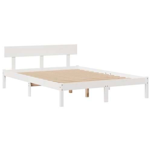 Krevet s regalom z knjige bez madraca bijeli 140x200cm borovina - Bijela 140 x 200 cm Cijena