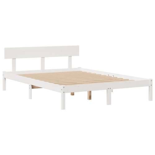Krevet s regalom z knjige bez madraca bijeli 150x200cm borovina - Bijela 150 x 200 cm Cijena