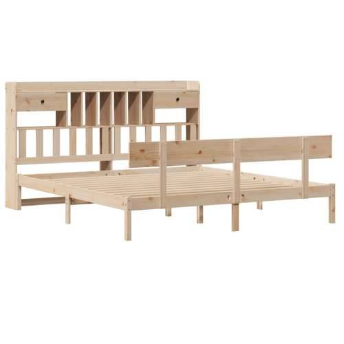 Krevet s regalom za knjige bez madraca 200 x 200 cm od borovine - Prirodna 200 x 200 cm Cijena