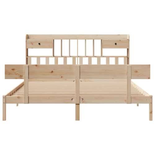 Krevet s regalom za knjige bez madraca 200 x 200 cm od borovine - Prirodna 200 x 200 cm Cijena