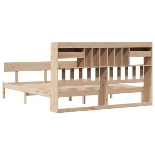 Krevet s regalom za knjige bez madraca 200 x 200 cm od borovine - Prirodna 200 x 200 cm Cijena