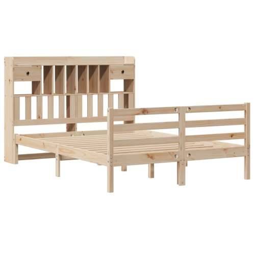 Krevet s regalom za knjige bez madraca 140x190 cm od borovine - Prirodna 140 x 190 cm Cijena