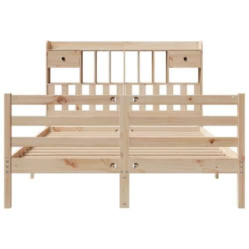 Krevet s regalom za knjige bez madraca 140x190 cm od borovine - Prirodna 140 x 190 cm Cijena