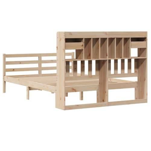 Krevet s regalom za knjige bez madraca 140x190 cm od borovine - Prirodna 140 x 190 cm Cijena
