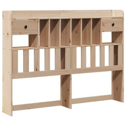 Krevet s regalom za knjige bez madraca 140x190 cm od borovine - Prirodna 140 x 190 cm Cijena