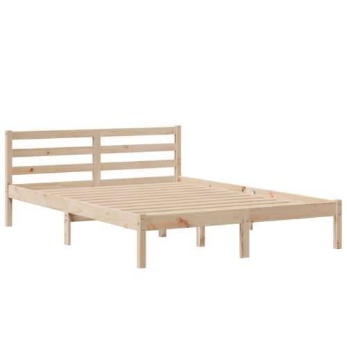 Krevet s regalom za knjige bez madraca 140x190 cm od borovine - Prirodna 140 x 190 cm Cijena