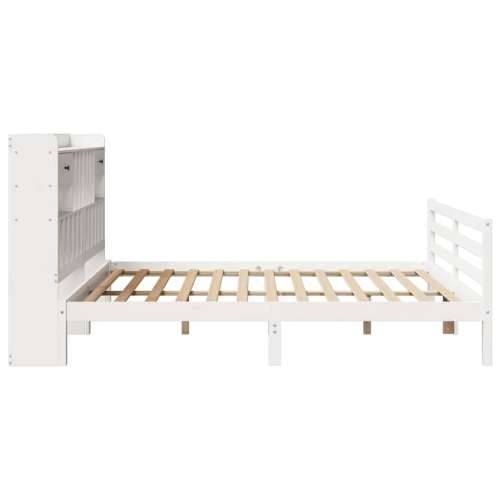 Krevet s regalom z knjige bez madraca bijeli 200x200cm borovina - Bijela 200 x 200 cm Cijena