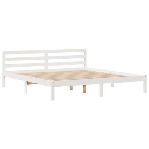 Krevet s regalom z knjige bez madraca bijeli 200x200cm borovina - Bijela 200 x 200 cm Cijena
