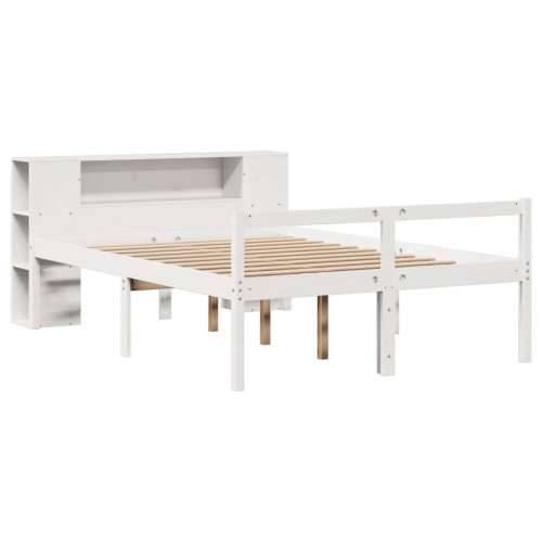 Krevet s regalom z knjige bez madraca bijeli 135x190cm borovina - Bijela 135 x 190 cm Cijena