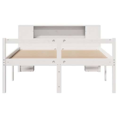 Krevet s regalom z knjige bez madraca bijeli 135x190cm borovina - Bijela 135 x 190 cm Cijena