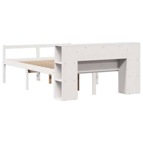 Krevet s regalom z knjige bez madraca bijeli 135x190cm borovina - Bijela 135 x 190 cm Cijena