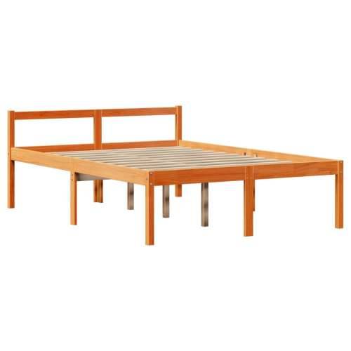 Krevet s regalom za knjige bez madraca 160x200 cm masivno drvo - Voštano smeđa 160 x 200 cm Cijena