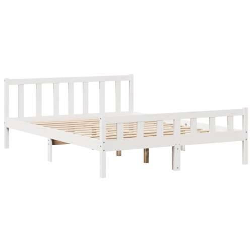 Krevet s regalom z knjige bez madraca bijeli 160x200cm borovina - Bijela 160 x 200 cm Cijena