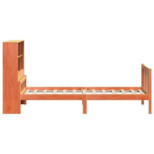 Krevet s regalom za knjige bez madraca 90 x 190 cm masivno drvo - Voštano smeđa 90 x 190 cm Cijena