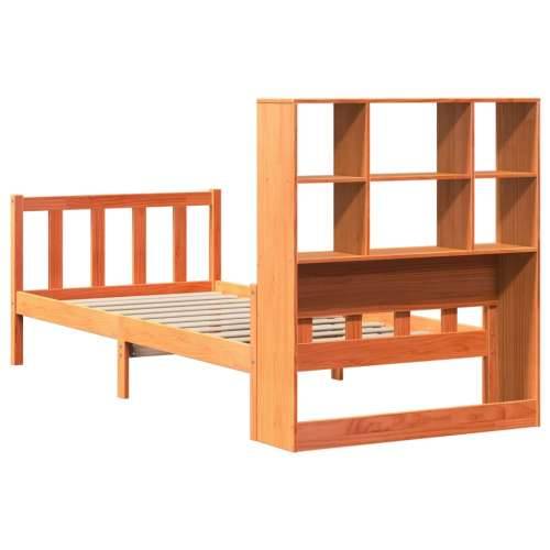 Krevet s regalom za knjige bez madraca 90 x 190 cm masivno drvo - Voštano smeđa 90 x 190 cm Cijena