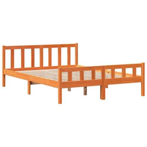 Krevet s regalom za knjige bez madraca 150x200 cm masivno drvo - Voštano smeđa 150 x 200 cm Cijena