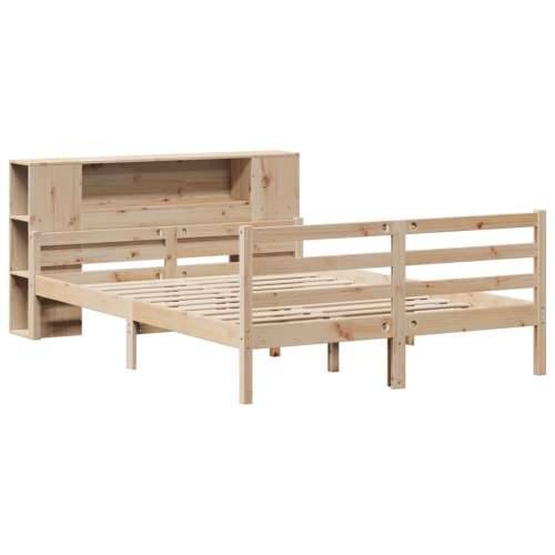 Krevet s regalom za knjige bez madraca 140x190 cm od borovine - Prirodna 140 x 190 cm Cijena