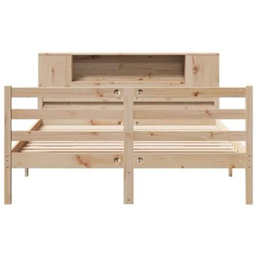 Krevet s regalom za knjige bez madraca 140x190 cm od borovine - Prirodna 140 x 190 cm Cijena
