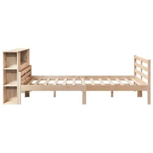 Krevet s regalom za knjige bez madraca 140x190 cm od borovine - Prirodna 140 x 190 cm Cijena
