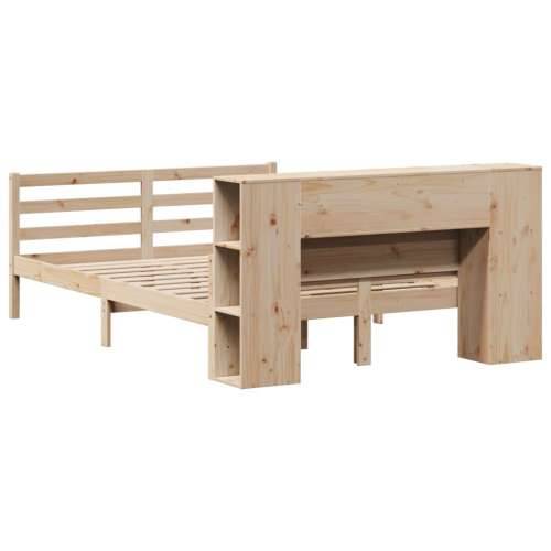 Krevet s regalom za knjige bez madraca 140x190 cm od borovine - Prirodna 140 x 190 cm Cijena