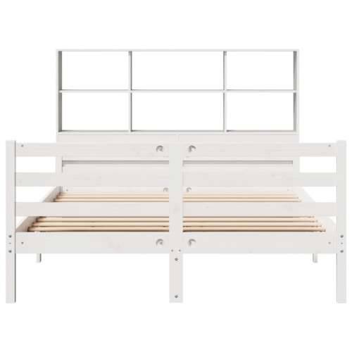 Krevet s regalom z knjige bez madraca bijeli 160x200cm borovina - Bijela 160 x 200 cm Cijena