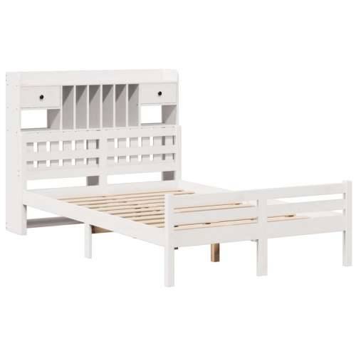Krevet s regalom z knjige bez madraca bijeli 135x190cm borovina - Bijela 135 x 190cm Cijena