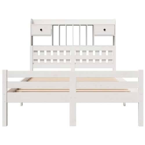 Krevet s regalom z knjige bez madraca bijeli 135x190cm borovina - Bijela 135 x 190cm Cijena