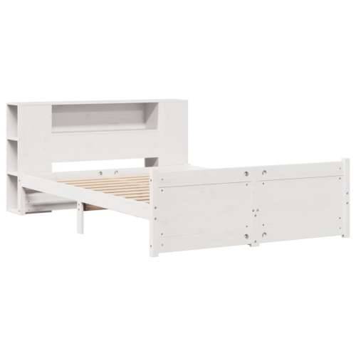 Krevet s regalom z knjige bez madraca bijeli 140x190cm borovina - Bijela 140 x 190 cm Cijena
