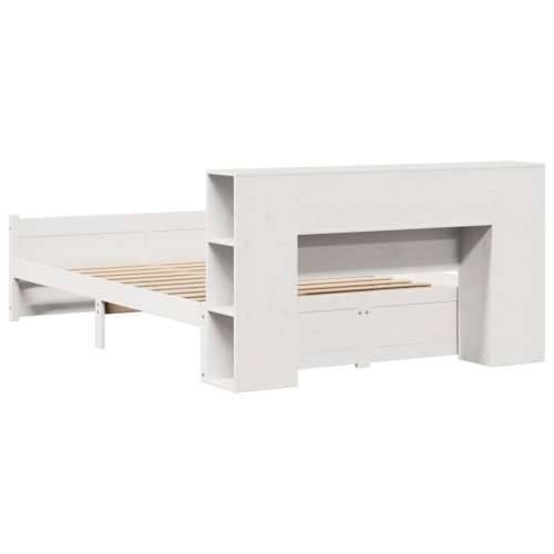 Krevet s regalom z knjige bez madraca bijeli 140x190cm borovina - Bijela 140 x 190 cm Cijena