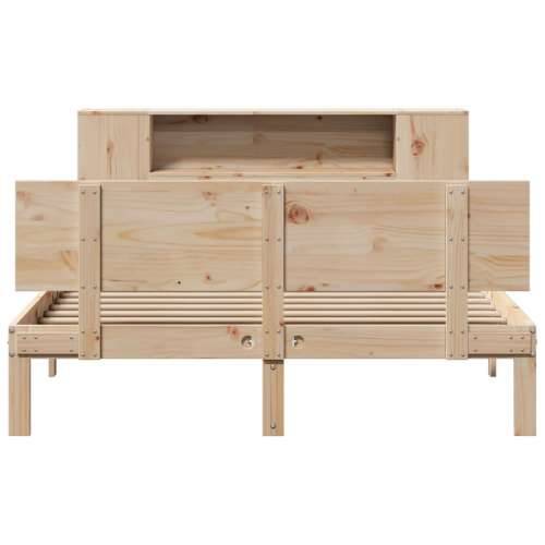 Krevet s regalom za knjige bez madraca 140x190 cm od borovine - Prirodna 140 x 190 cm Cijena