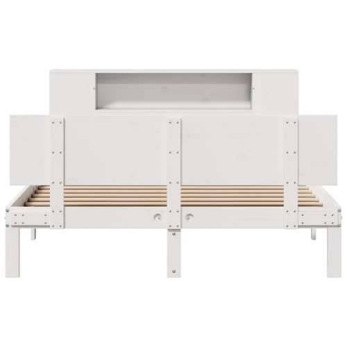 Krevet s regalom z knjige bez madraca bijeli 150x200cm borovina - Bijela 150 x 200 cm Cijena