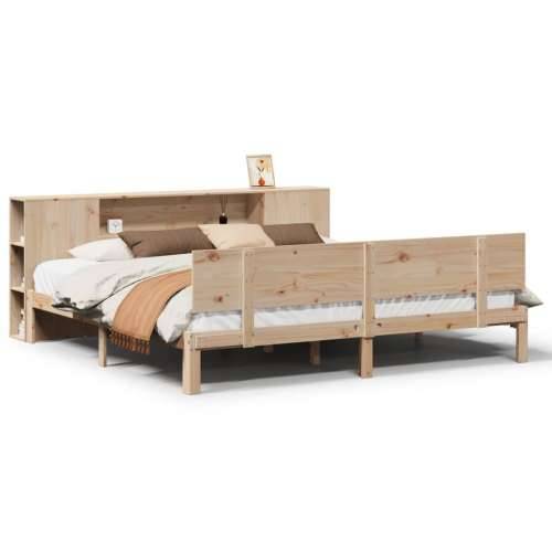 Krevet s regalom za knjige bez madraca 200 x 200 cm od borovine - Prirodna 200 x 200 cm Cijena
