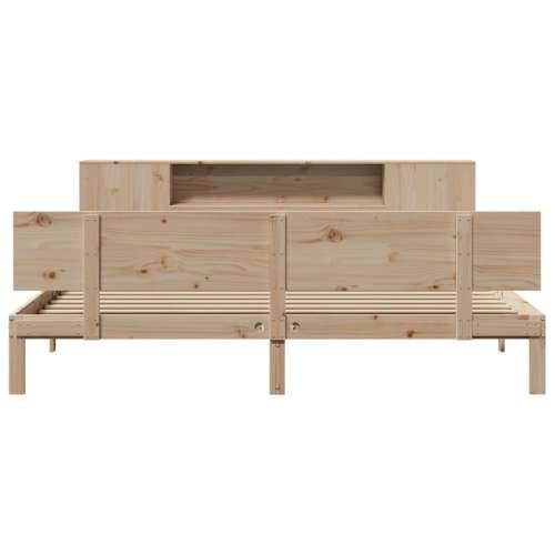 Krevet s regalom za knjige bez madraca 200 x 200 cm od borovine - Prirodna 200 x 200 cm Cijena