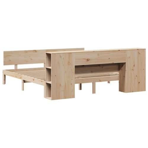 Krevet s regalom za knjige bez madraca 200 x 200 cm od borovine - Prirodna 200 x 200 cm Cijena