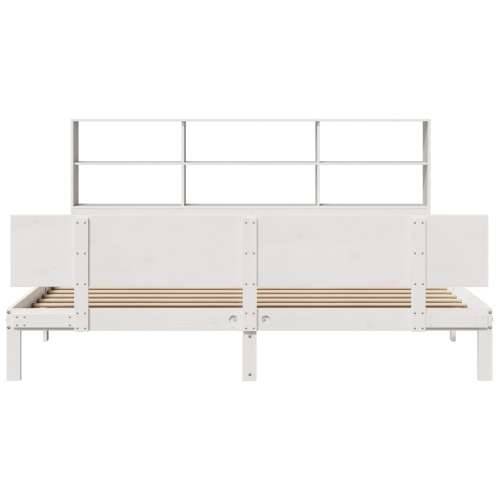 Krevet s regalom z knjige bez madraca bijeli 200x200cm borovina - Bijela 200 x 200 cm Cijena