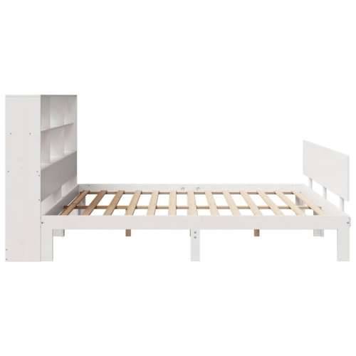 Krevet s regalom z knjige bez madraca bijeli 200x200cm borovina - Bijela 200 x 200 cm Cijena