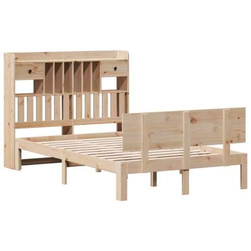 Krevet s regalom za knjige bez madraca 135x190 cm od borovine - Prirodna 135 x 190 cm Cijena