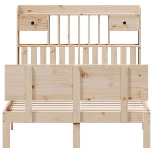 Krevet s regalom za knjige bez madraca 135x190 cm od borovine - Prirodna 135 x 190 cm Cijena