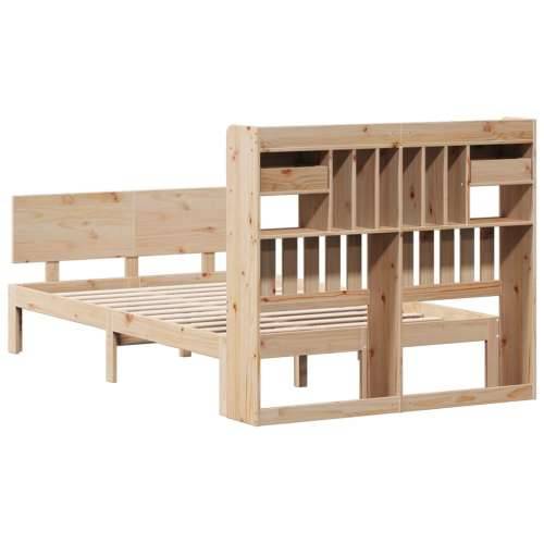 Krevet s regalom za knjige bez madraca 135x190 cm od borovine - Prirodna 135 x 190 cm Cijena
