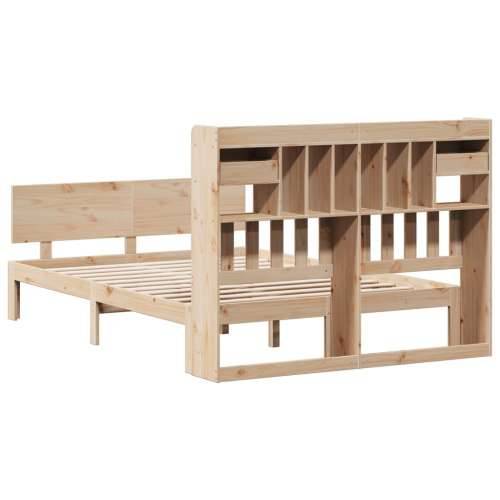 Krevet s regalom za knjige bez madraca 150 x 200 cm od borovine - Prirodna 150 x 200 cm Cijena