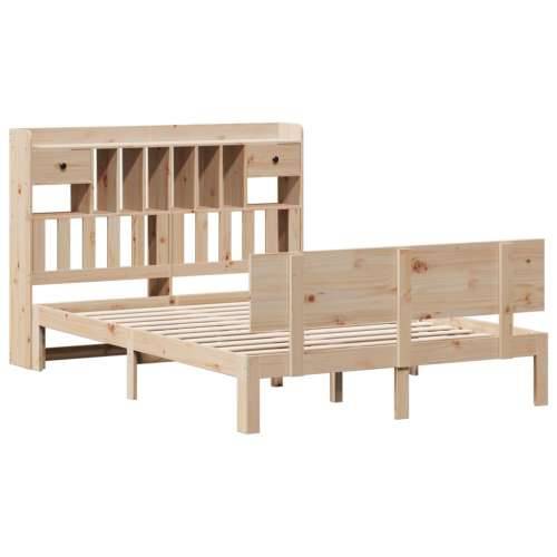 Krevet s regalom za knjige bez madraca 160x200 cm od borovine - Prirodna 160 x 200 cm Cijena