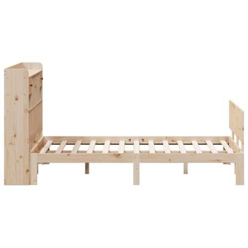 Krevet s regalom za knjige bez madraca 160x200 cm od borovine - Prirodna 160 x 200 cm Cijena