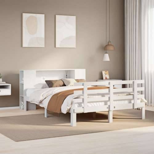 Krevet s regalom z knjige bez madraca bijeli 140x190cm borovina - Bijela 140 x 190 cm Cijena