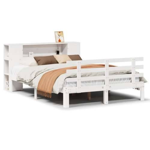 Krevet s regalom z knjige bez madraca bijeli 140x190cm borovina - Bijela 140 x 190 cm Cijena