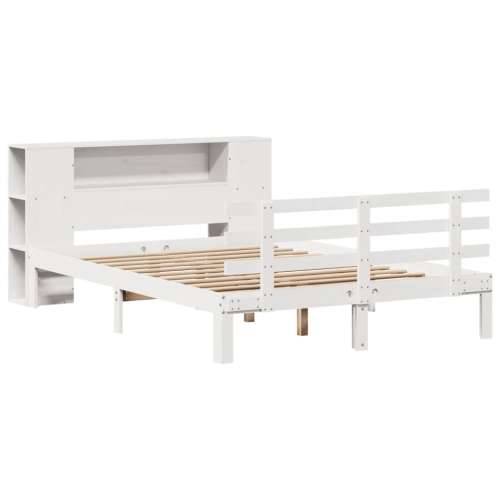 Krevet s regalom z knjige bez madraca bijeli 140x190cm borovina - Bijela 140 x 190 cm Cijena