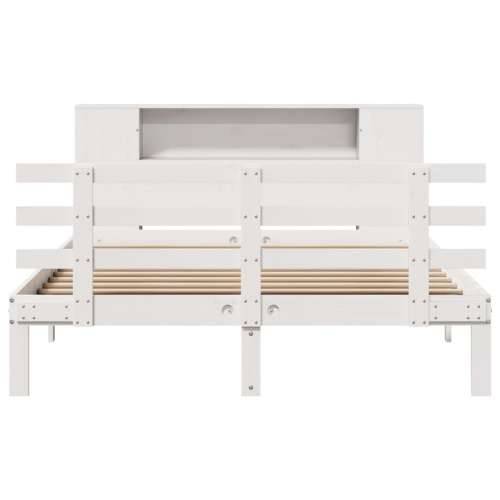 Krevet s regalom z knjige bez madraca bijeli 140x190cm borovina - Bijela 140 x 190 cm Cijena