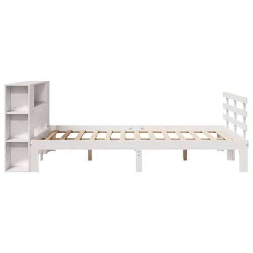 Krevet s regalom z knjige bez madraca bijeli 140x190cm borovina - Bijela 140 x 190 cm Cijena