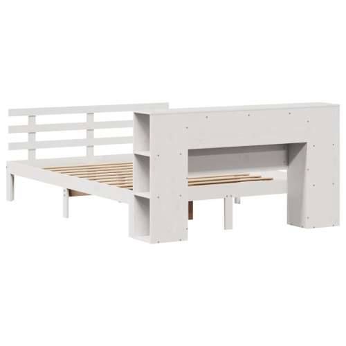 Krevet s regalom z knjige bez madraca bijeli 140x190cm borovina - Bijela 140 x 190 cm Cijena