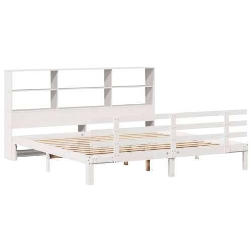 Krevet s regalom z knjige bez madraca bijeli 180x200cm borovina - Bijela 180 x 200 cm Cijena